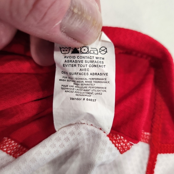 Sugoi Cycling Jersey Crew Neck Shirt Red White Zip Back Pocket Mens Large - Picture 8 of 11